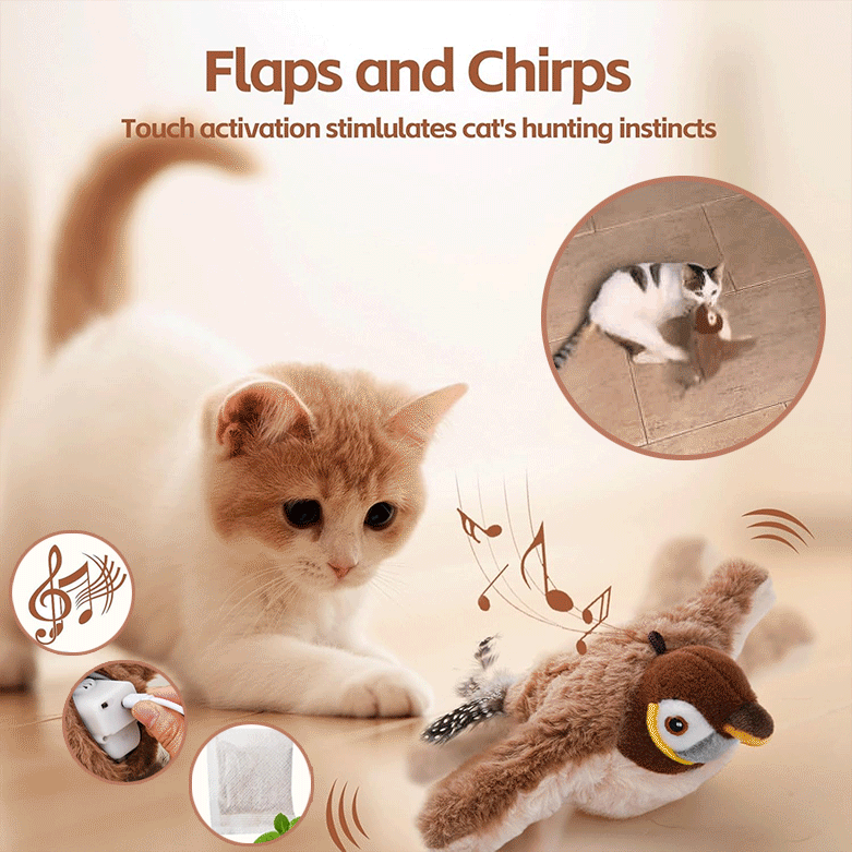 🔥Last Day 40% OFF - 🐾Interactive Chirping Bird Pet Toy