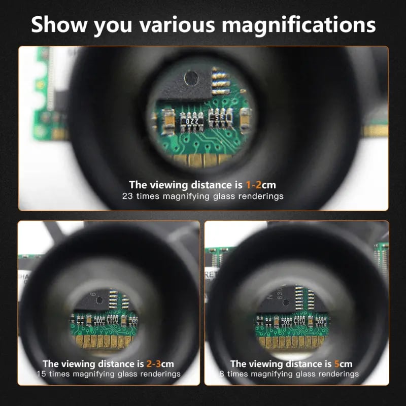 LED Glasses Magnifier 8x 15x 23x
