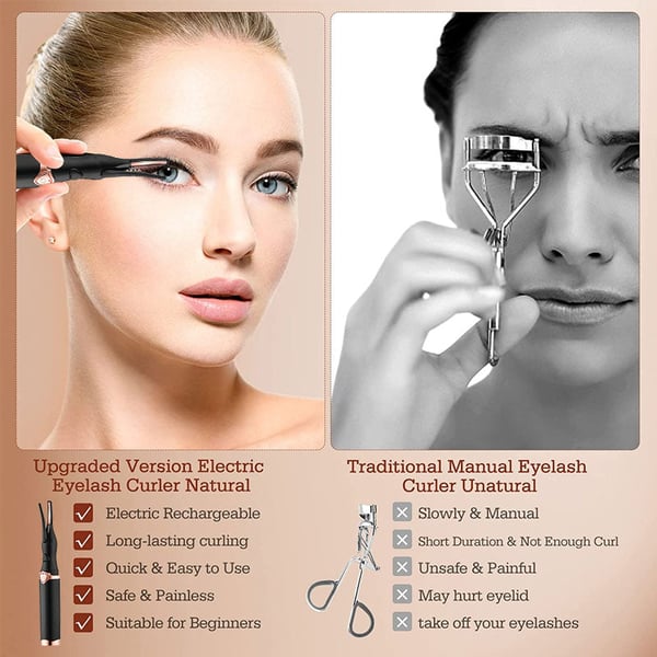 ✨ Electric Eyelash Curler - 8-Second Heat, 3 Temp Settings, Long-Lasting Curls 👁️