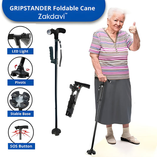 Zakdavi™ | Foldable Walking Stick with LED Light – Perfect for Safe Walking