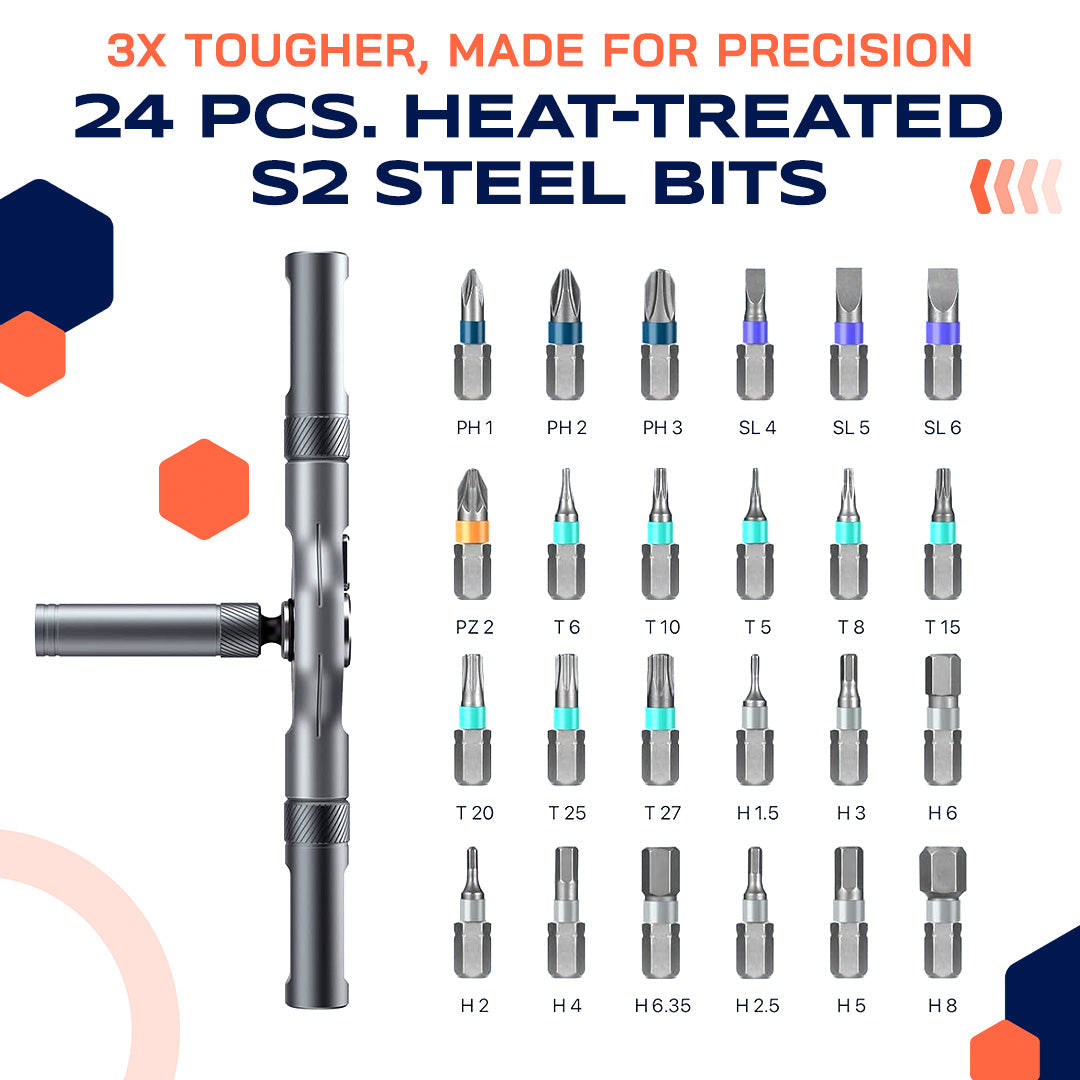 ๐ฅ 24-in-1 Magnetic Ratchet Screwdriver Set โ Compact, Portable & Versatile