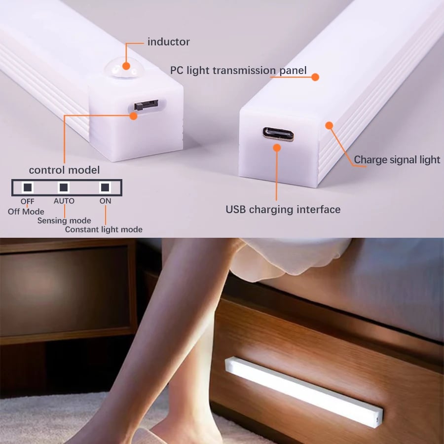๐ก No-Drill Smart Motion Sensor LED Light Bar โ ๐งฒ Magnetic, ๐ USB-C Rechargeable