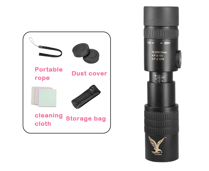 Zakdavi™ 2025 New 10–300x Zoom Monocular Telescope with 4K HD Clarity | 34mm Super Telephoto Lens