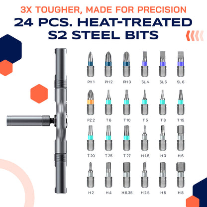 🔥 24-in-1 Magnetic Ratchet Screwdriver Set – Compact, Portable & Versatile