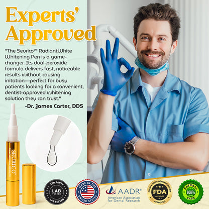 Seurico™ RadiantWhite Whitening Pen — Dual-Peroxide + Xylitol Formula-Brighter Smiles in Days — Anytime, Anywhere