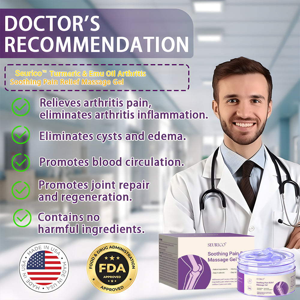 👨‍⚕️Official Store: Seurico™ Turmeric & Emu Oil Arthritis Soothing Pain Relief Massage Gel 👨‍⚕️American Orthopaedics (AAOS) Approved