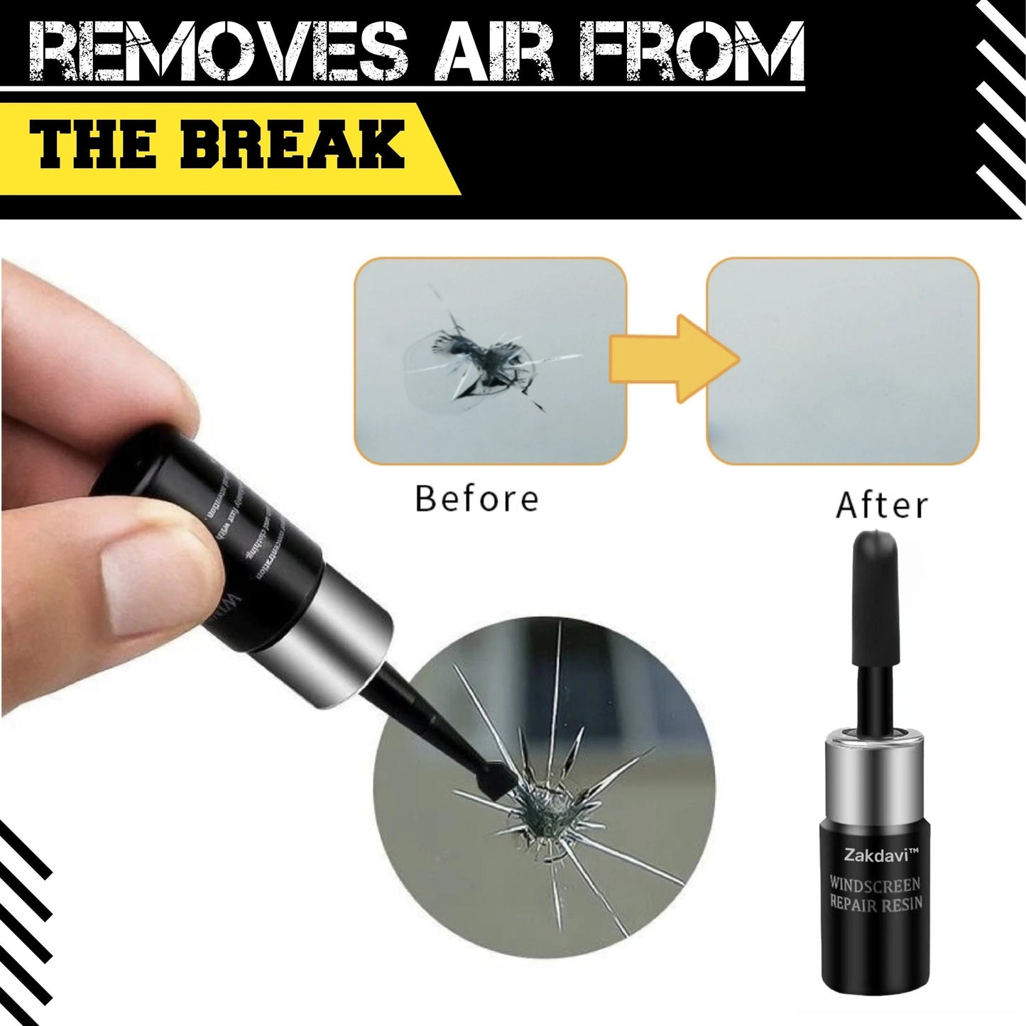 🚗💎 Zakdavi™ Automotive Glass Nano Repair Kit – Total Solution for Crack & Scratch Restoration ✨🔧